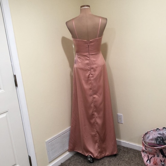 NWT Stacees Formal Maxi Dress Size 4 Blush Pink Cowl Neck Gown - Picture 5 of 10